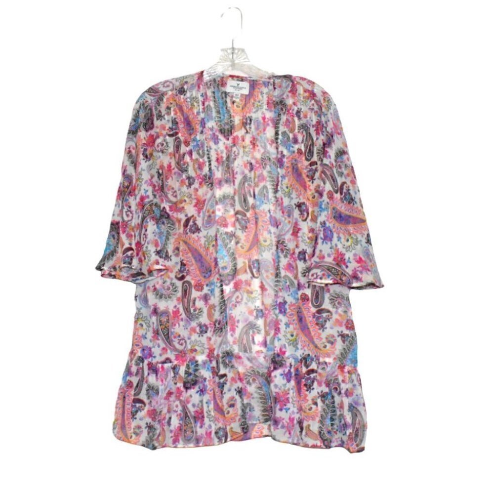 American Eagle Outfitters Boho Open Front Paisley Print Flowy Cover Up Size XS